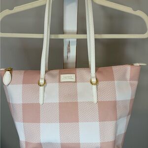 Lauren Ralph Lauren Blush and White Checkered Tote